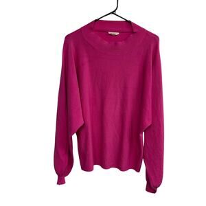 Barbiecore hot pink sweater balloon sleeve ribbed collar statement knit S/M